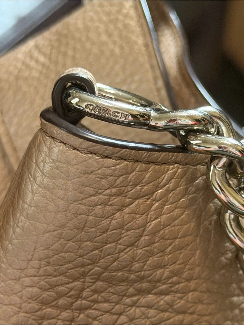 Coach F32150 Lexy Triple Compartment Shoulder Bag Metallic Platinum Pebbled Lthr